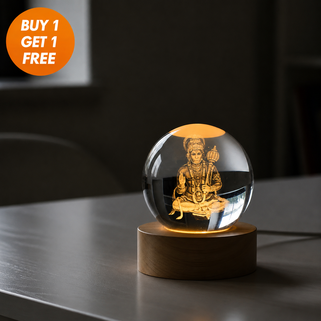 Divine Sankatmochan Hanuman Crystal Lamp
