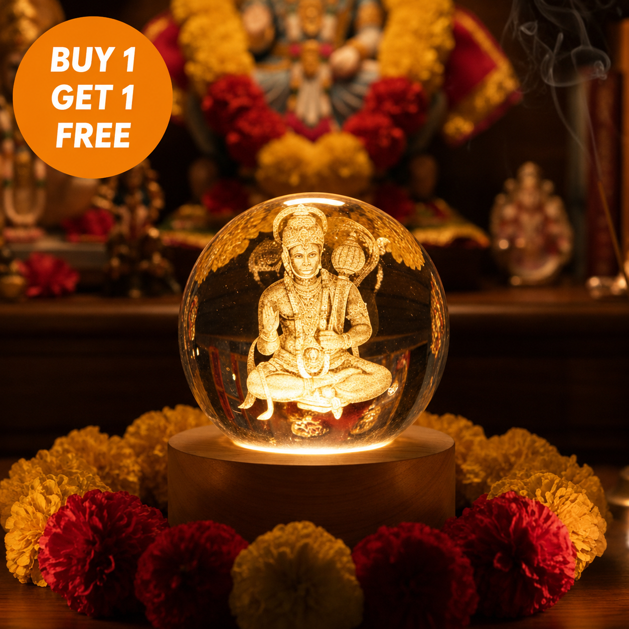 Divine Sankatmochan Hanuman Crystal Lamp